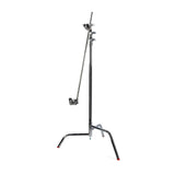 40" Double Riser Spring Loaded Folding C-Stand with Grip Head and Arm in Chrome Finish
