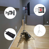 Starter Monitor Stand Kit showcasing lightweight setup, including clamp, monitor mount, carry bag, and support stand.