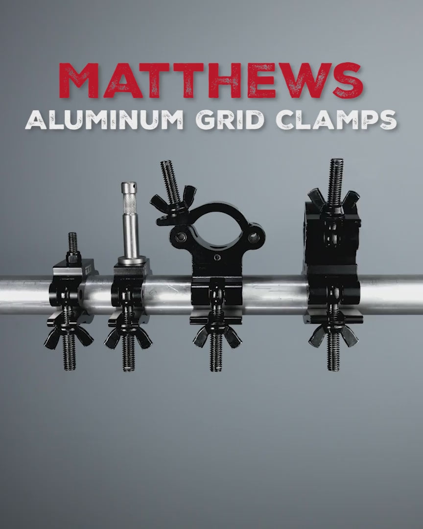 Aluminum grid clamps demonstrated mounting to overhead pipe grid