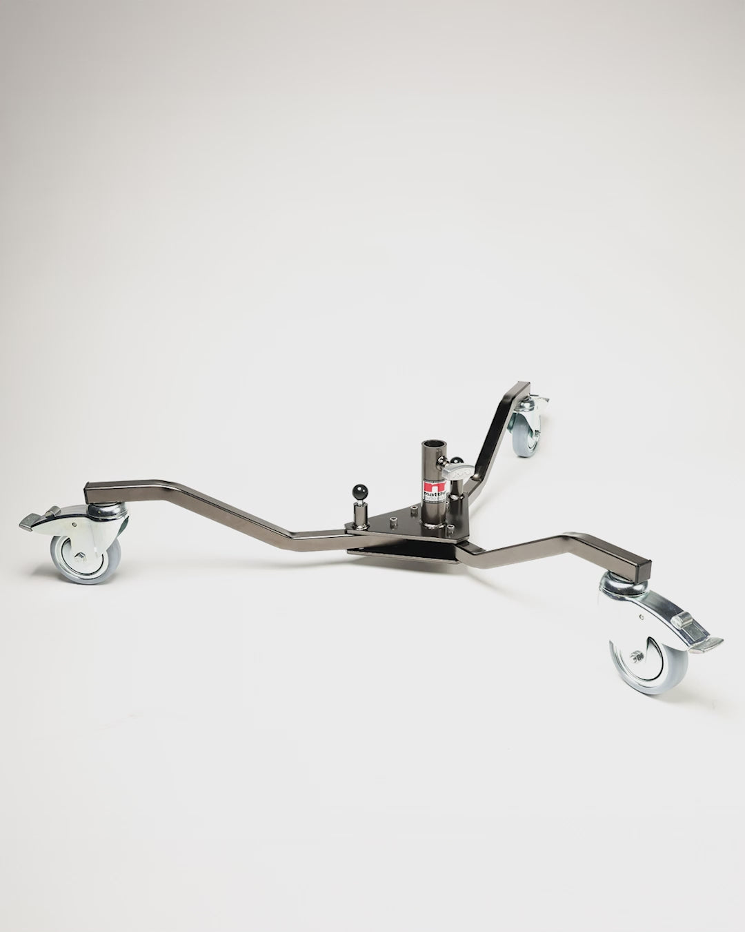 Runway Base smokey chrome overview video - junior receiver, locking casters, folding legs