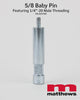 5/8 inch baby pin with 1/4-20 thread, PN 429780, shown threading into a mount