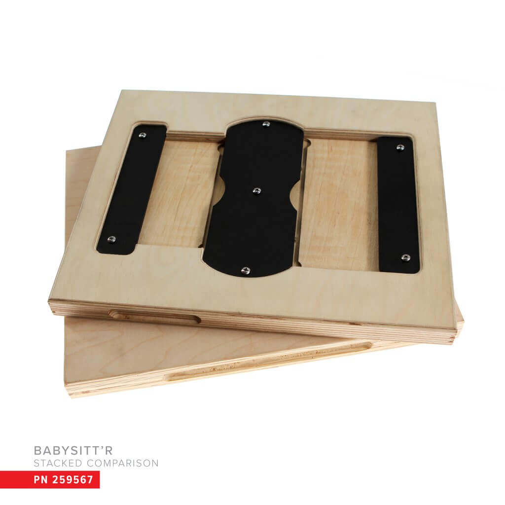 Comparison of BabySitt'r "Mini" 2 Pack, showcasing the secure mounting system for baby plates.