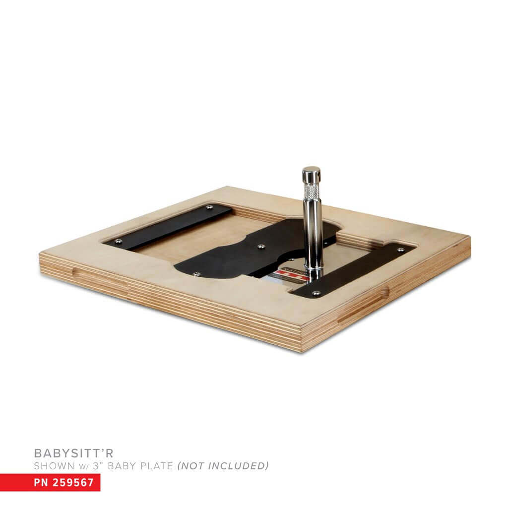 BabySitt'r Mini mount compatible with 3" baby plates, featuring no-tool installation for easy rigging and secure attachment.