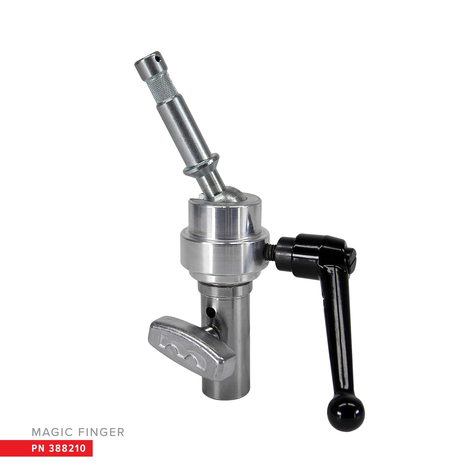 Magic Finger PN 388210 mini slider stand accessory with machined and welded parts, steel tubes, and a military black chrome finish.