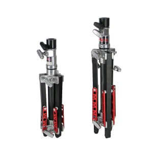 Sturdy Slider Stand with rocky mountain legs for camera sliders and Speed Rail/Pipe Dolly Systems on uneven terrain.