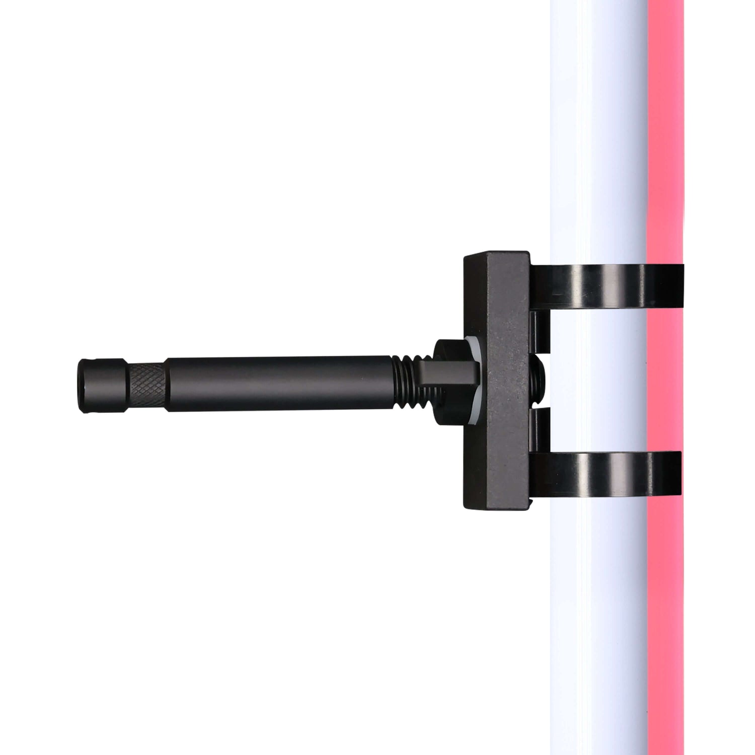 Close-up of The Claw mount for tube lights, showcasing its secure attachment to a T12 light fixture.